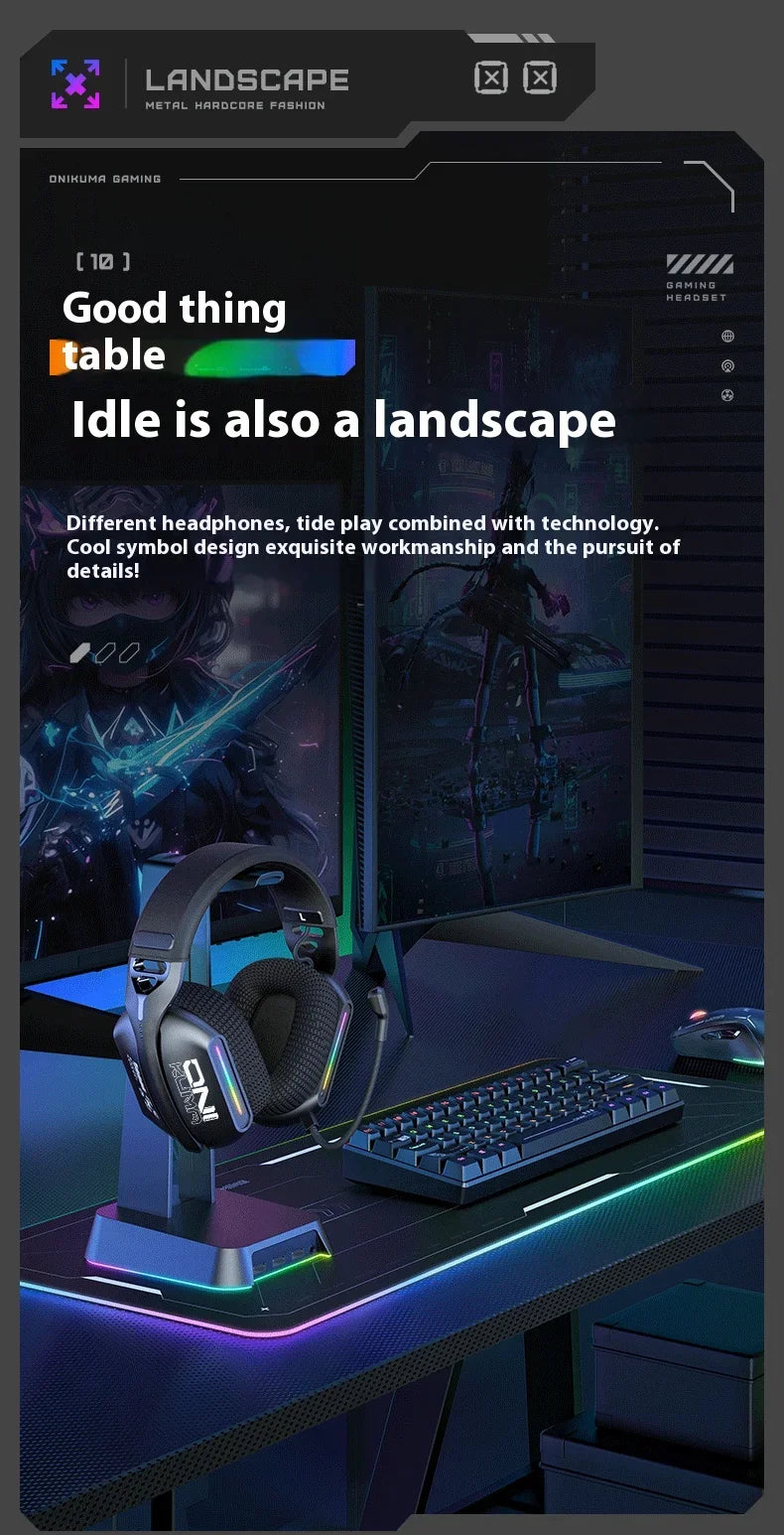 ONIKUMA GT808 Wireless Gaming Headset 2.4G/Bluetooth/Wired 3-Mode Over-Ear Gaming Headphones with Noise-Cancelling Mic for PC PS4 PS5