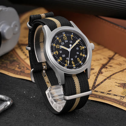 Militado ML05 38mm Military Field Watch VH31 Sweep Quartz Movement Domed Sapphire Crystal Waterproof 100M Super Luminous Watches