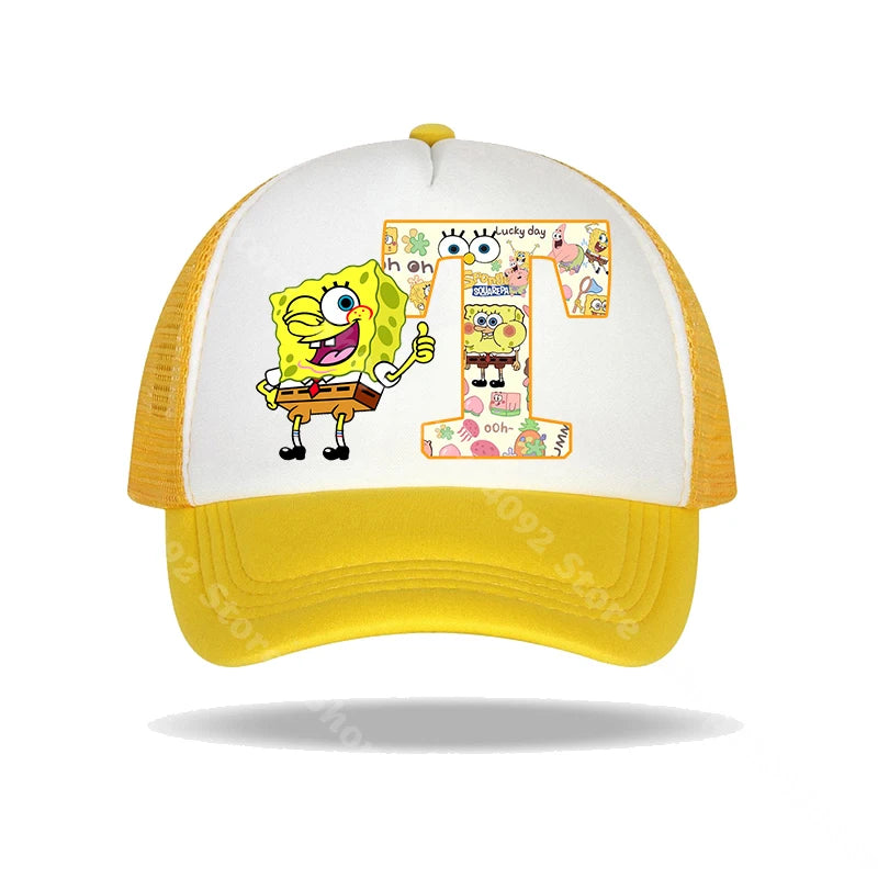 Casquette de baseball Bob l'éponge pour enfants et adultes, imprimé lettres, chapeaux de soleil, anime, dessin animé, casquettes à visière réglable, chapeau décontracté d'été, nouveauté
