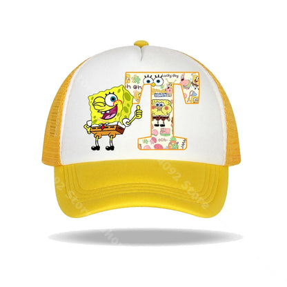 Casquette de baseball Bob l'éponge pour enfants et adultes, imprimé lettres, chapeaux de soleil, anime, dessin animé, casquettes à visière réglable, chapeau décontracté d'été, nouveauté