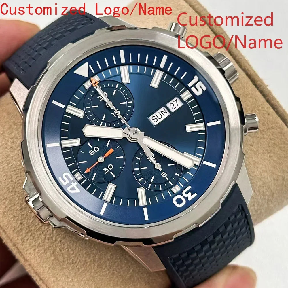 A11 Store Customized Watch  Men Chronograph Watch Aquatimer Watches Multifunctional Stainless Steel Black Blue Rubber