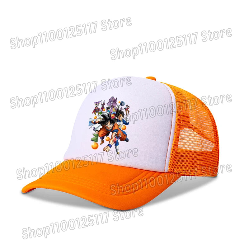 Dragon Ball Baseballkappe, Anime-Bedruckte Kappen, atmungsaktive Schirmmütze, Cartoon, Goku, Sommersport, Snapback, Mesh-Sonnenhut, Geschenk für Kinder