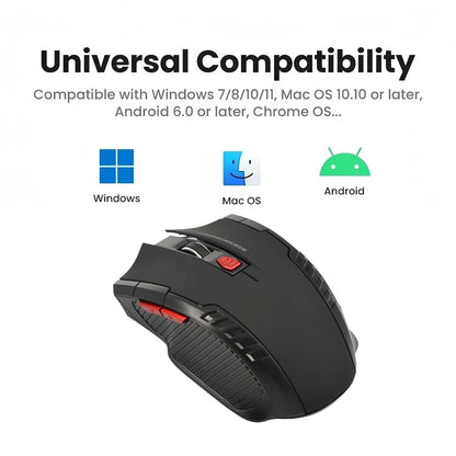 2.4G vezeték nélküli mini egér USB-vevővel, 1600DPI, professzionális optikai vezeték nélküli egér USB jobb oldali görgetéssel laptophoz és gamer PC-hez