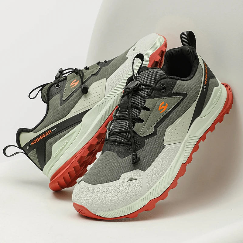 HOBIBEAR Unisex Running Shoes, Elastic Band Hiking Sneakers, Lightweight Breathable Casual Shoes