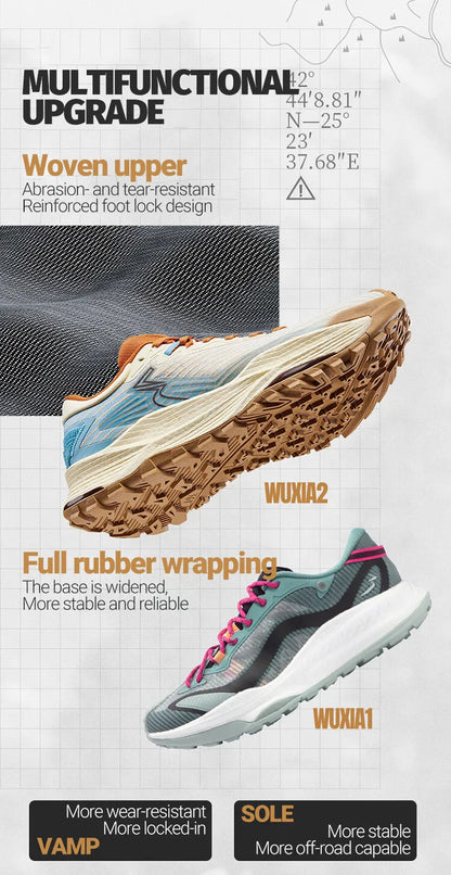 361 Degrees WUXIA 2 løbesko, lette, åndbare, stødabsorberende, skridsikre og bløde alsidige sneakers til udendørs vandring for mænd 672542201