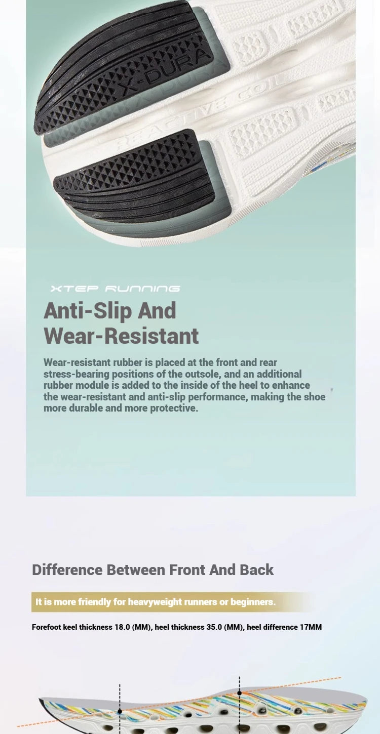Xtep Reactive Coil 11.0 vyriški bėgimo batai, vasariniai sportiniai batai su smūgių sugėrimu, elastingi minkšti sportbačiai 976219110026