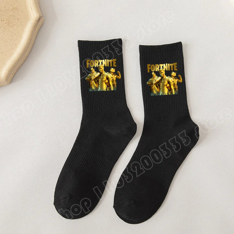 Fortnite Socks Cartoon Game Character Long Sock for Kids tudents in Spring and Autumn Solid Color Cotton Socks Birthday Gifts