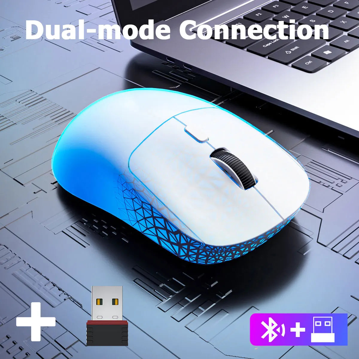 Silent Wireless Mouse 4 Colors Rechargeable Ergonomic Gaming Mice Dual-Mode Bluetooth Computer Gamer Mouse for ipad Office PC