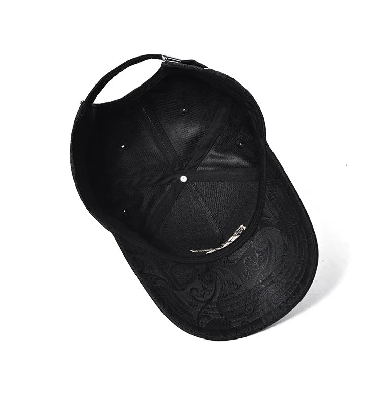 Casquette de baseball haute de mode brodée pour homme, imprimé noix de cajou, casquette décontractée d'extérieur, bordure sur le devant, toutes saisons