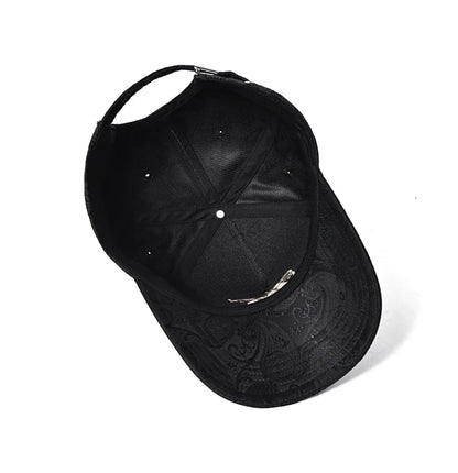 Casquette de baseball haute de mode brodée pour homme, imprimé noix de cajou, casquette décontractée d'extérieur, bordure sur le devant, toutes saisons