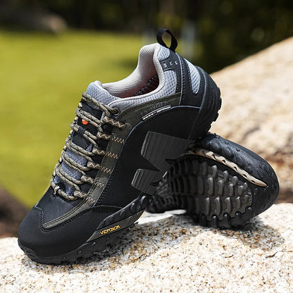Scarpe da alpinismo da uomo in vera pelle per sport all'aria aperta, antiscivolo, da alpinismo ed escursionismo, scarpe traspiranti da turismo