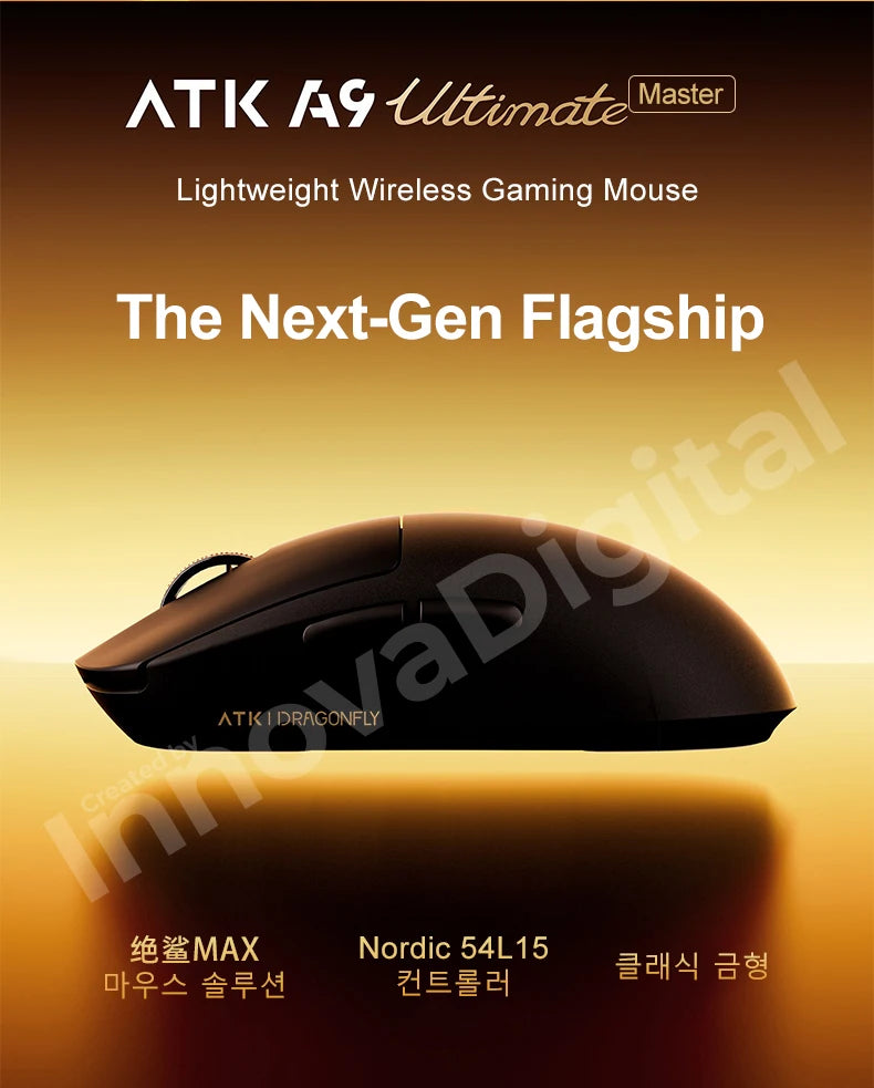 ATK Dragonfly A9 Ultimate Ασύρματο Gaming Ποντίκι A9 Air PAW3950 Εξαιρετικά Ελαφρύ Εργονομικό Ποντίκι e-sports για Gamer FPS CSGO A9 Ultra
