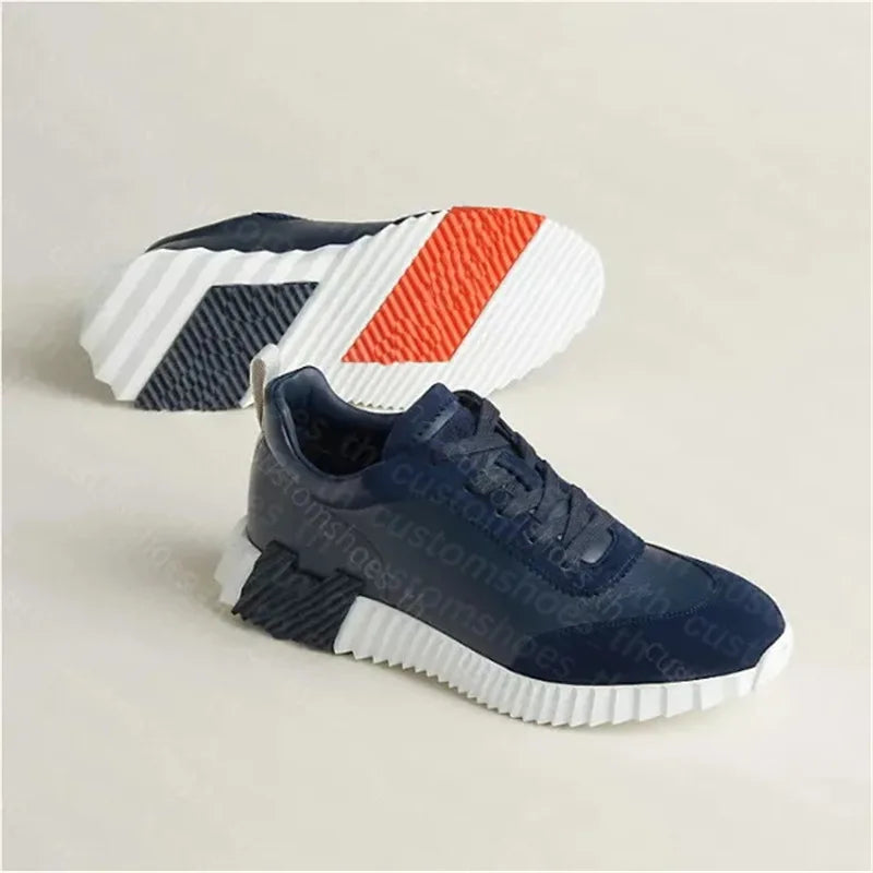 26SS Men's Casual Leather Running Shoes Breathable Low-Top Sneakers Black Comfortable Anti-Odor Rubber Sole All-Season Wear
