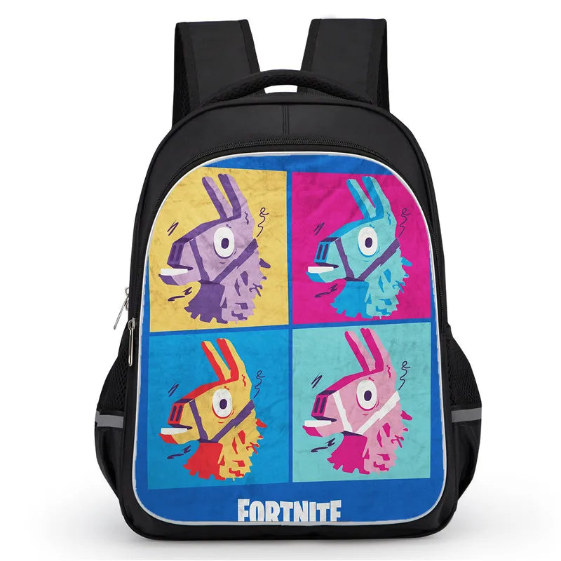 16 Inch Fortnite Cartoon Backpack Unisex for Boys Girls with Dual Zippers Large capacity lightweight student backpack