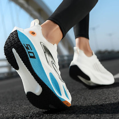 Men’s Sports Shoes with Cushioning, Non-Slip, Flat, Wear-Resistant Sneakers, Mesh Breathable Platform, Soft Running Shoes for Men