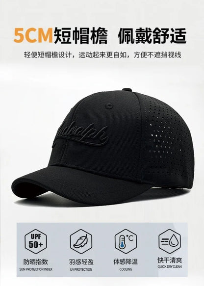 Big Head Hat Back Closed 5cm Short Brim Baseball Cap for Men Mesh Fitted Caps Stretchy Full Closed Caps 56-60cm 61-65cm