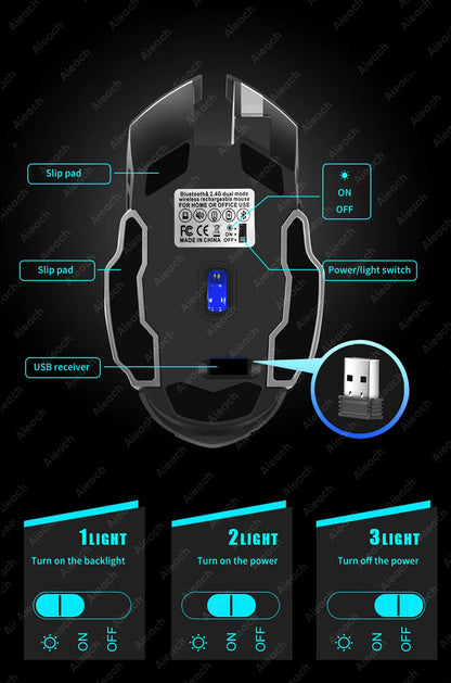 Rechargeable Wireless Mouse Gaming Computer Silent Bluetooth Mouse USB Mechanical E-Sports Backlight PC Gamer Mouse For Computer