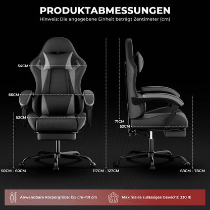 Gaming Chair Ergonomic Gaming Chair with Lumbar Support and Headrest, Gamer Chair Height Adjustable