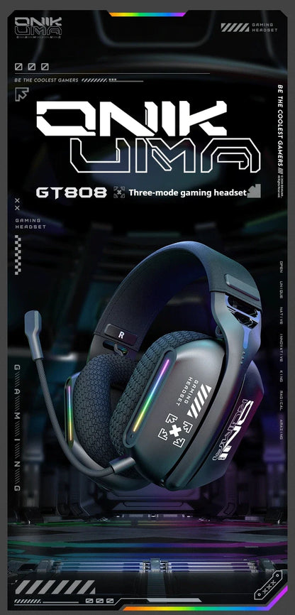 ONIKUMA GT808 Wireless Gaming Headset 2.4G/Bluetooth/Wired 3-Mode Over-Ear Gaming Headphones with Noise-Cancelling Mic for PC PS4 PS5