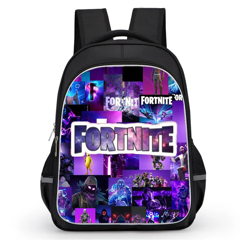 16 Inch Fortnite Cartoon Backpack Unisex for Boys Girls with Dual Zippers Large capacity lightweight student backpack