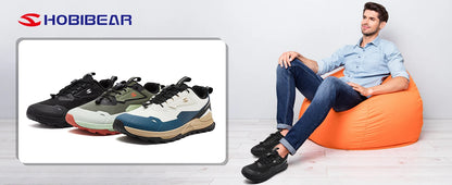 HOBIBEAR Unisex Running Shoes, Elastic Band Hiking Sneakers, Lightweight Breathable Casual Shoes
