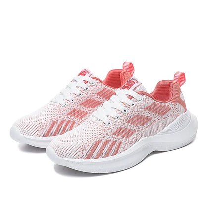Adidași ușori de damă, la modă, pentru alergare, pantofi sport pentru activități în aer liber, pantofi de alergare confortabili din plasă respirabilă, cu pernă de aer și șireturi