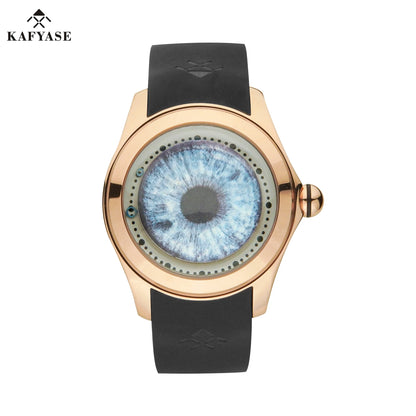 KAFYASE Fashion Earth  Bubble Rubber Automatic Watches Luxury Men 46mm Mechanical Wristwatches Art Eye Ball Dial Classic Watch