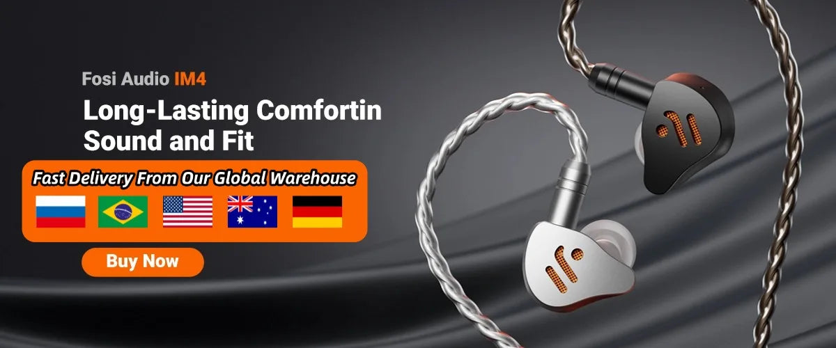 Fosi Audio IM4 HiFi Wired Earphones Open-Back Dynamic Driver IEM Headphones for Music Monitoring, Gaming & Professional Audio