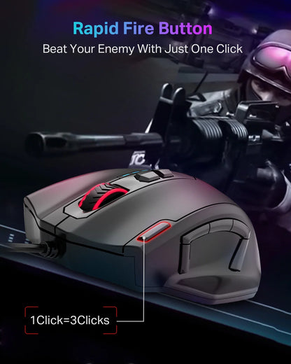E-YOOSO X-41 Pro USB Wired Gaming Mouse RGB Backlit 12400 DPI 11 Buttons Programmable Ergonomic Mice for Work Computer PC Laptop