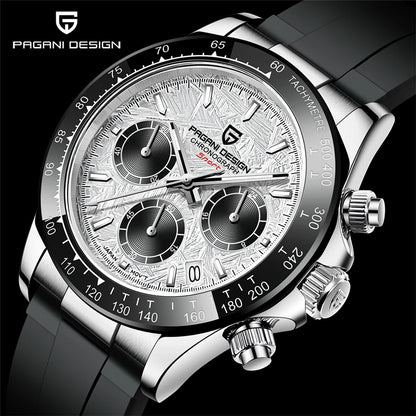 PAGANI DESIGN V2 40MM Relógio masculino de quartzo com mostrador meteorito, safira, cronógrafo retro, impermeável para homem