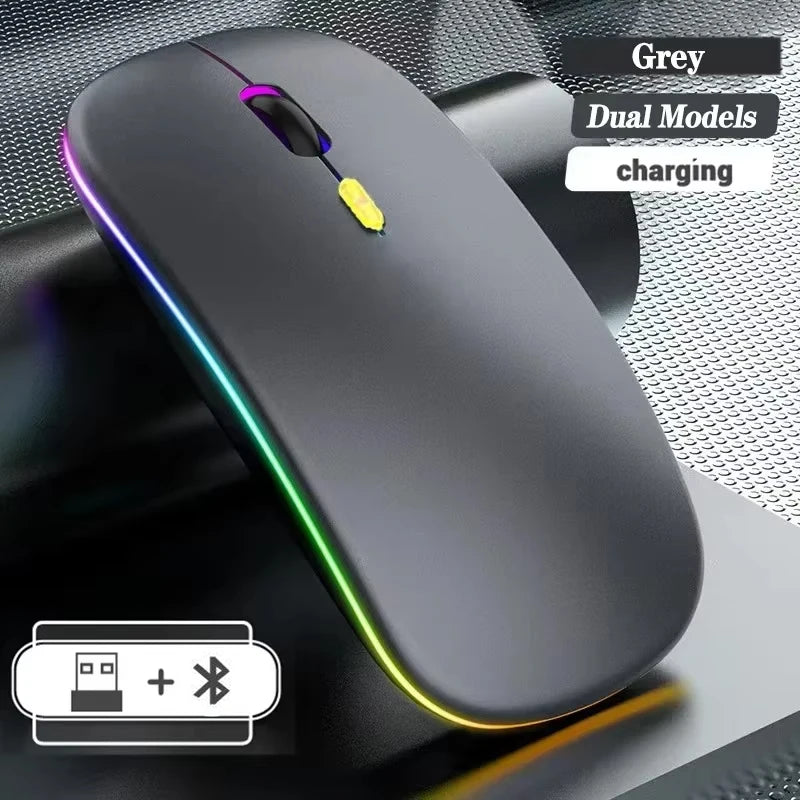 Wireless Mouse Rechargeable Dual Modes Bluetooth-compatible 2.4G USB Computer Mice For Laptop iPad Tablet Notebook Gaming Mouse