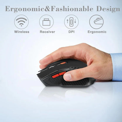 2.4G vezeték nélküli mini egér USB-vevővel, 1600DPI, professzionális optikai vezeték nélküli egér USB jobb oldali görgetéssel laptophoz és gamer PC-hez