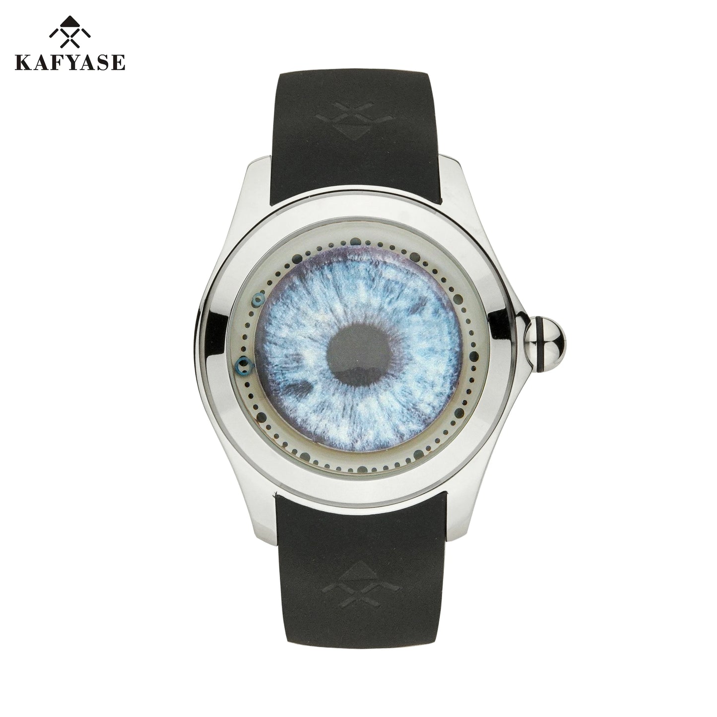 KAFYASE Fashion Earth  Bubble Rubber Automatic Watches Luxury Men 46mm Mechanical Wristwatches Art Eye Ball Dial Classic Watch