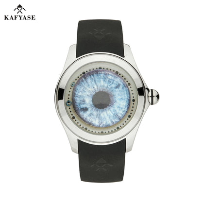 KAFYASE Fashion Earth  Bubble Rubber Automatic Watches Luxury Men 46mm Mechanical Wristwatches Art Eye Ball Dial Classic Watch