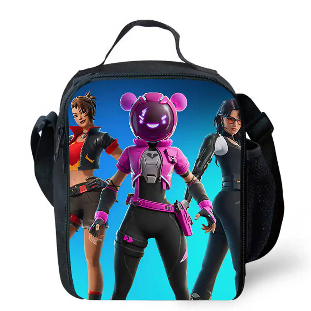 Lunchbags für Kinder, Cartoon-Fort-nite-Schul- und Picknicktaschen für Mädchen und Jungen, isolierte Kühltaschen für Kinder, tragbar und leicht