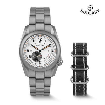 Boderry Field Watch Titanium Quartz Watches VOYAGER 38 Mens 100M Waterproof Clock Military Sport Luminous Business Wristwatch