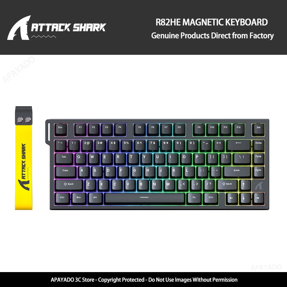 ATTACK SHARK R82HE Gaming Keyboard Magnetic 75% Wired 8000Hz Rapid Trigger ProGamer Keyboard, 0.005mm RT Accuracy, 0.08ms Latency