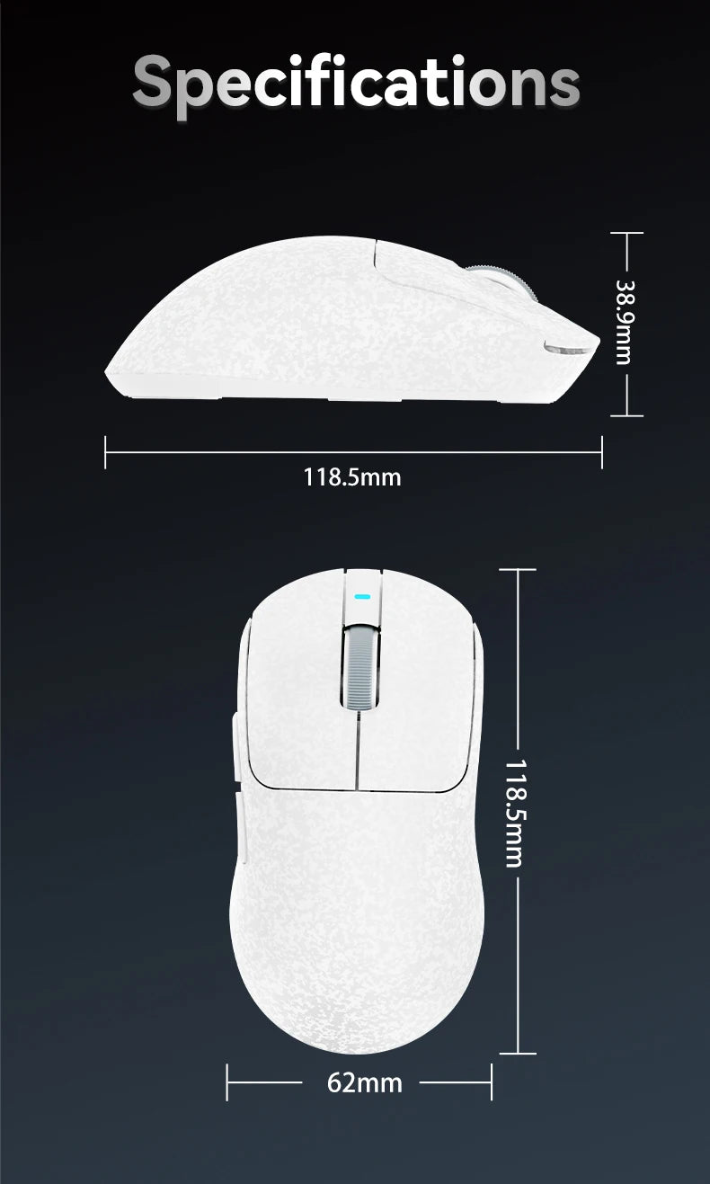 AJAZZ AJ199 trådlös gamingmus PAW3311 24000DPI lätt Bluetooth/trådbunden kolfibermus för PC, laptop och gamers