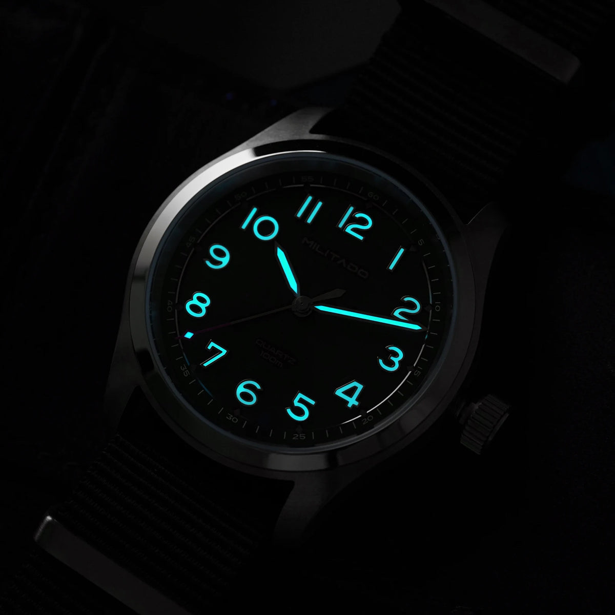 Militado ML08 Quartz Watch  VH31 Movement Steel Strip Sapphire Crystal Vintage Watch 10Bar Waterproof BGW9 Luminous Mens Watch