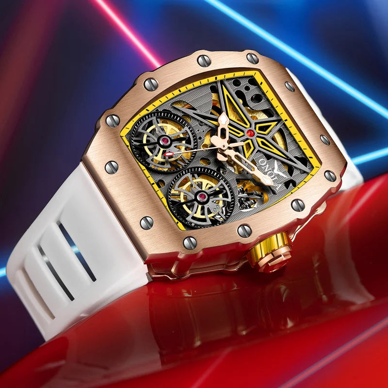 2022 New ONOLA Men Watch Automatic Mechanical Watch for Men Business Sport Wristwatch Luminous Waterproof Leather Belt Clock