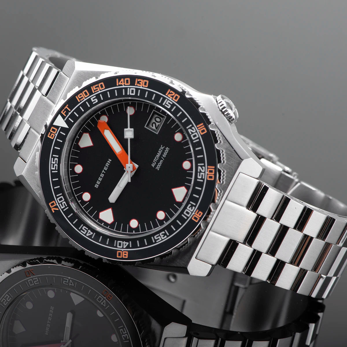 SEESTERN SUB600T Mens Diver Watch Automatic NH35 Movement Ceramic Bezel Lume Mechanical Wristwatches Sapphire Waterproof V3
