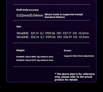 AULA WIN60 HE Wired Connection Magnetic Axis Keyboard RT Custom Mechanical Keyboard for E-sports Games 8K Polling Rate