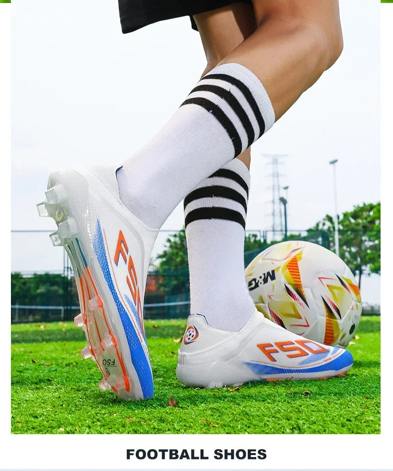Botas de fútbol para hombre, antideslizantes, para niños, para exterior, zapatillas de fútbol superventas, para partido sobre césped, de alta calidad, con tacos, de caña alta y ligeras