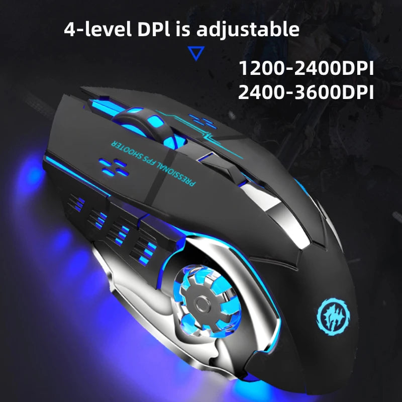 Vezeték nélküli Bluetooth egér 2.4G USB Mecha gaming egér, újratölthető, halk, háttérvilágításos, ergonomikus irodai egér, gamer kiegészítők