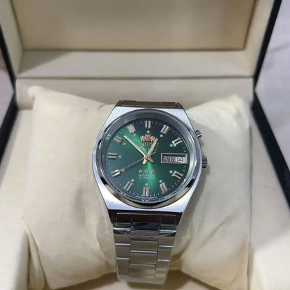 Unisex Orient Mechanical Watch Steel Strap Folding Clasp Full Function World Time Watch Series 35MM