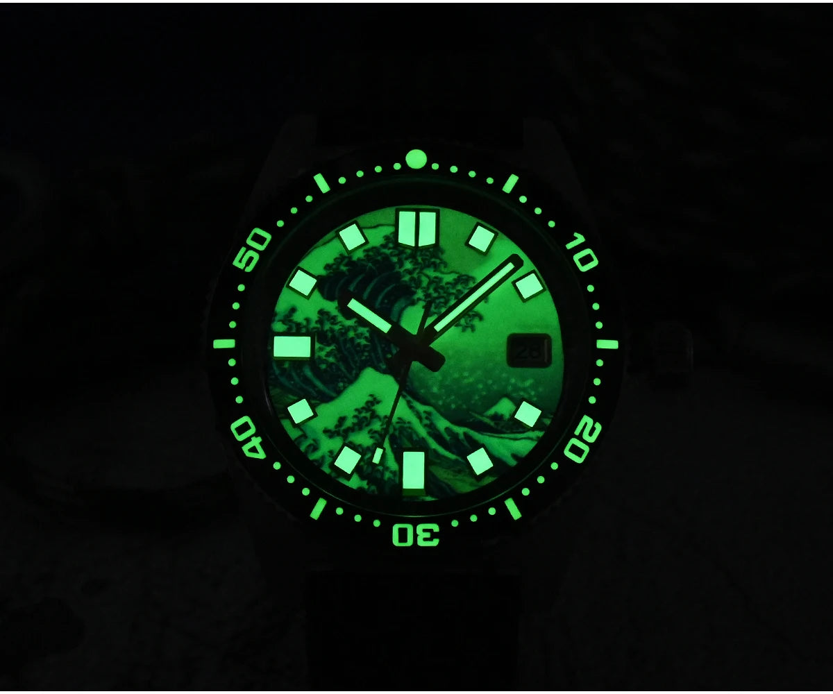 San Martin Official 40mm 62mas V3 Diver Watch For Men Kanagawa Surfing Dial NH35 Automatic Mechanical 20Bar Rubber Strap SN0007