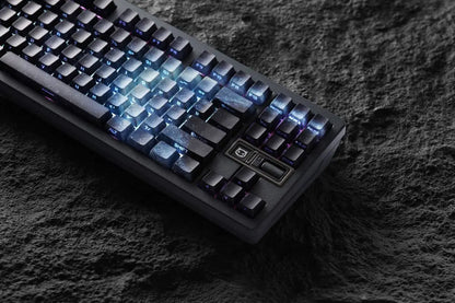Purple Galaxy Gradient Side Carving Transparent Cherry Keycap PBT 135 Key Compatible with 60/64/84/98/108 Mechanical Keyboard