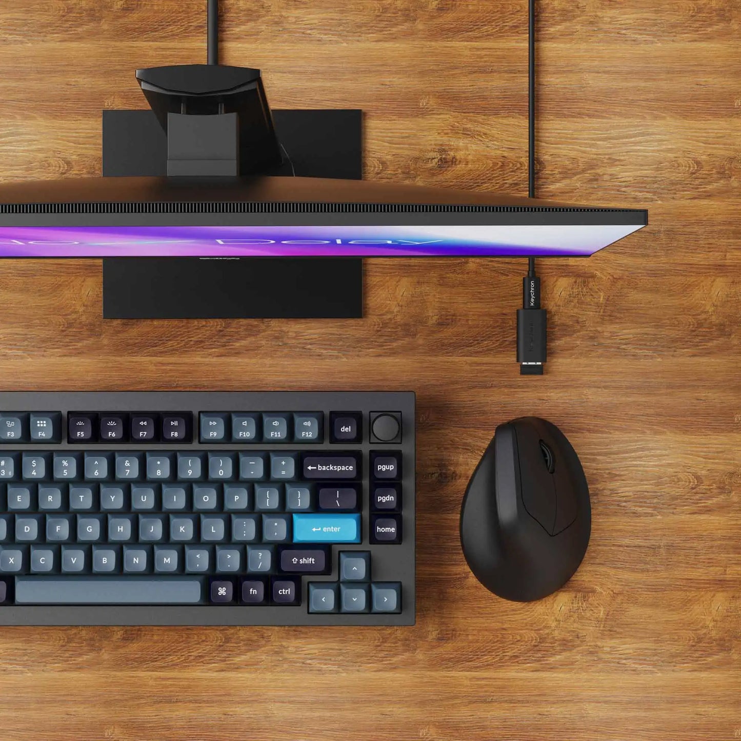 Keychron M5 безжична ергономична мишка, оптична, 8K Polling Rate, 2.4GHz и Bluetooth, Type-C, 3950 сензор