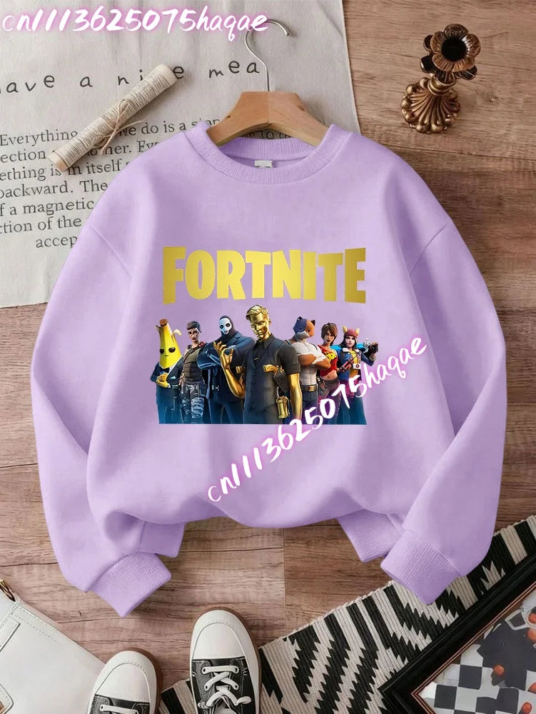 Fortnites Series Kids Sweatshirts Trendy Boys Girl Long Sleeves Pullover Tops Autumn Winter Cartoon Child Clothes Birthday Gifts