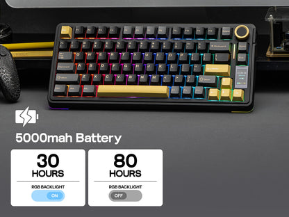 EPOMAKER X AULA EA75 MAX 75% ANSI US Layout Hot-Swap Gasket Wired/BT/2.4GHz Wireless Mechanical Keyboard with Screen & Knob